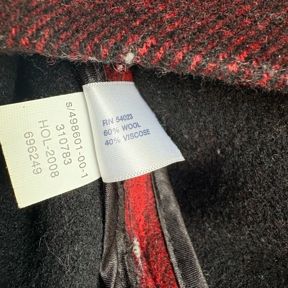 Gap -‎ Women's Vintage Buffalo Check Plaid 3/4 Sleeve Wool Blend Coat - Sz Small